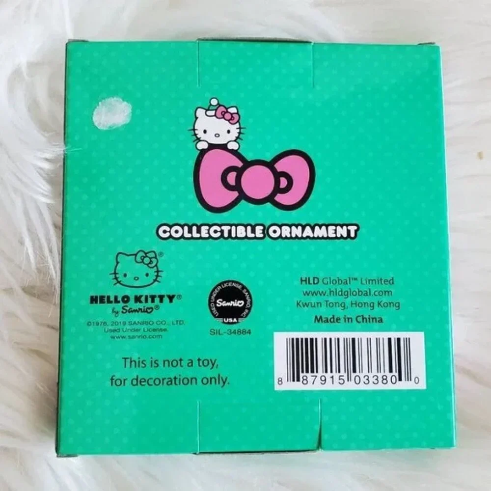 Hello Kitty Collectible Ornament Wearing Pink Dress & A Red Bow
